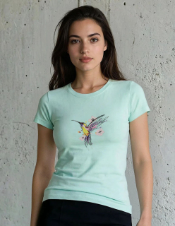 Vyšívané dámske tričko, vyšívaný motív KOLIBRÍK